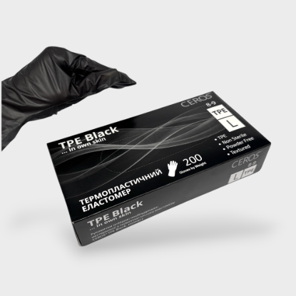  Зображення Рукавички Ceros TPE Black L (термопластичний еластомер) 