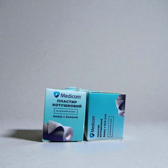  Зображення Пластырь медицинский MEDICOM (тканевая основа) 5м х 5см 