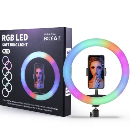 Зображення Лампа кільцева MJ-33 RGB + штатив, 33см 
