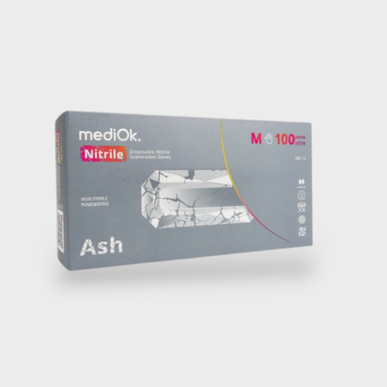  Зображення Рукавички нітрилові MediOk ASH, М 3.8g(сірі) 