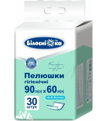  Зображення Пелюшки "Білосніжка" гігієнічні "Soft Normal" 90см х 60см (30шт уп) 
