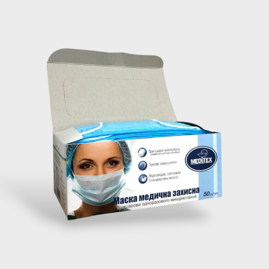  Зображення Маска медична Блакитна Meditex (50шт) 