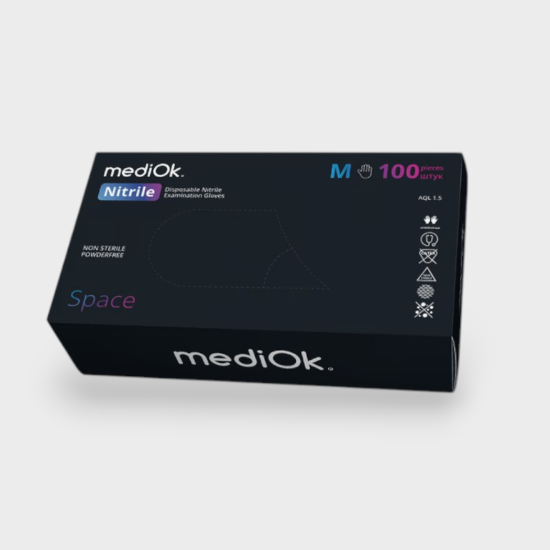  Зображення Нітрилові рукавички MediOK, M 3.5g (чорні) 